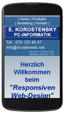 Responsive Webseite auf einem Mobile